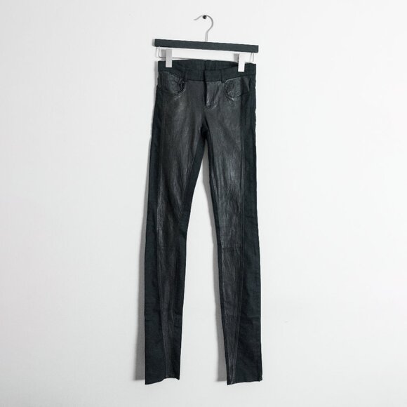 Helmut Lang Leather Front Pants - Picture 3 of 5